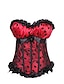 cheap Corsets &amp; Shapewear-Corset Women&#039;s Pink Red Spandex Overbust Corset Lace Up Jacquard