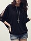 cheap Plus Size Tops-Women&#039;s Blouse Solid Colored Plus Size Round Neck Weekend Long Sleeve Loose Tops White Black / Batwing Sleeve