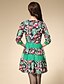 voordelige Grote maten jurken-Dames Uitgaan Street chic A-lijn Jurk - Bloemen / Patchwork, Geplooid Boven de knie