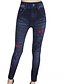 cheap Leggings-Women&#039;s Cotton Print / Denim Legging - Floral Blue