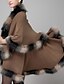 cheap Women&#039;s Coats &amp; Trench Coats-Women&#039;s Going out / Party/Cocktail Vintage / Sophisticated Long Cloak / Capes Imitation Fox Fur Coat Shawl Lapel