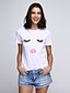 cheap Plus Size Tops-Women&#039;s T shirt Tee Graphic Round Neck White Plus Size Flower Print Clothing Apparel Cotton / Short Sleeve