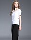 baratos Blusas e Camisas de mulher-Mulheres Camiseta Simples Sólido Algodão Decote V Branco