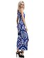 cheap Women&#039;s Dresses-Women&#039;s Bodycon Sleeveless Color Block Flower Print Summer Boho Beach Blue Orange S M L XL XXL / Maxi