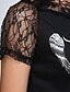 halpa Naisten T-paidat-Women&#039;s Lace up Print White/Black T-shirt,Round Neck Short Sleeve