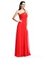 cheap Special Occasion Dresses-A-Line Elegant Prom Formal Evening Dress One Shoulder Sleeveless Floor Length Chiffon with Ruched Side Draping 2020