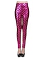 cheap Leggings-Women&#039;s Club Metallic Legging - Check, Print Mid Waist Fuchsia Gold Royal Blue One-Size / Skinny