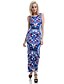 cheap Women&#039;s Dresses-Women&#039;s Bodycon Sleeveless Color Block Flower Print Summer Boho Beach Blue Orange S M L XL XXL / Maxi