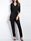 cheap Women&#039;s Jumpsuits &amp; Rompers-Women&#039;s Solid Black JumpsuitsVintage V Neck Long Sleeve