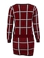 cheap Women&#039;s Sweaters-Women&#039;s Casual / Daily Vintage Check Long Sleeve Regular Dress, Round Neck Winter Cotton Black / Red / Blue / Bodycon