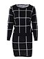 cheap Women&#039;s Sweaters-Women&#039;s Casual / Daily Vintage Check Long Sleeve Regular Dress, Round Neck Winter Cotton Black / Red / Blue / Bodycon