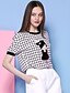 cheap Women&#039;s Blouses &amp; Shirts-I&#039;HAPPY Women&#039;s Going out Cute Summer T-shirtCheck Round Neck Short Sleeve Black Polyester / Spandex Opaque