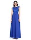 cheap Bridesmaid Dresses-A-Line Jewel Neck Floor Length Chiffon / Lace Bodice Bridesmaid Dress with Buttons / Lace by LAN TING BRIDE®