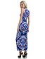 cheap Women&#039;s Dresses-Women&#039;s Bodycon Sleeveless Color Block Flower Print Summer Boho Beach Blue Orange S M L XL XXL / Maxi