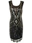 cheap Cocktail Dresses-Sheath / Column Scoop Neck Knee Length Polyester Cocktail Party Dress with Sequins