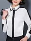 billige Bluser og skjorter til kvinner-Dame Store størrelser Fargeblokk Netting Skjorte Daglig Skjortekrage Hvit
