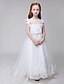 cheap Flower Girl Dresses-Ball Gown Chapel Train Flower Girl Dress - Tulle Sleeveless Jewel Neck with Beading / Appliques by