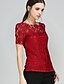 cheap Women&#039;s T-shirts-Women&#039;s Plus Size Sophisticated Summer T-shirtSolid Round Neck Short Sleeve Red Polyester Opaque