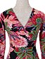 billige Kjoler-Dame Kineseri Bomuld Bodycon Kjole - Blomstret, Delt Midi V-hals