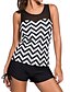 cheap Tankinis-Women&#039;s Triangle Sporty Basic Striped Plus Size Tankini Swimsuit Racerback Striped Strap Swimwear Bathing Suits Black