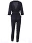 cheap Women&#039;s Jumpsuits-Women&#039;s Simple Work V Neck Black Blue Jumpsuit Solid Colored Rivet