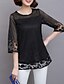 cheap Women&#039;s Blouses &amp; Shirts-Women&#039;s Blouse Solid Colored Daily Weekend Plus Size Blouse Shirt 3/4-Length Sleeve Mesh Round Neck Boho White Black Gray M / Summer