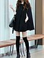 cheap Women&#039;s Coats &amp; Trench Coats-Women&#039;s Parka Casual / Daily Fall Winter Regular Coat Peaked Lapel Simple Jacket Long Sleeve Solid Colored Classic Black