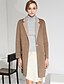 cheap Women&#039;s Coats &amp; Trench coats-C＋IMPRESS Women‘s Work Simple CoatSolid Peaked Lapel Long Sleeve Winter Brown Wool / Rayon Medium