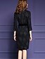 cheap Plus Size Dresses-Women&#039;s Plus Size Street chic Bodycon Sheath Dress - Print Split V Neck Fall Black
