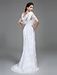 cheap Wedding Dresses-Sheath / Column Scoop Neck Floor Length Lace Made-To-Measure Wedding Dresses with Lace by LAN TING BRIDE® / See-Through