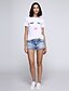abordables Tops de tallas grandes-Mujer Camiseta Graphic Escote Redondo Blanco Talla Grande Flor Estampado Ropa Algodón / Manga Corta