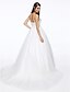 cheap Wedding Dresses-A-Line One Shoulder Court Train Tulle Made-To-Measure Wedding Dresses with Sequin / Side-Draped by LAN TING BRIDE®