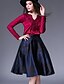 cheap Women&#039;s Two Piece Sets-Women&#039;s Daily Sophisticated Fall Set SkirtFloral V Neck Long Sleeve Blue / Red Polyester Opaque