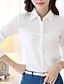 お買い得  大きいサイズ ブラウス＆シャツ-女性用 シャツ ソリッド シャツカラー ホワイト プラスサイズ ワーク 切り抜き 衣類 / 長袖
