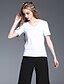 baratos Blusas e Camisas de mulher-Mulheres Camiseta Simples Sólido Algodão Decote V Branco