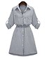 abordables Robes Femme-Femme Robe chemise Printemps Automne - Vêtement de rue Rayé Col de Chemise Bleu XL XXL 3XL 4XL 5XL