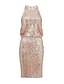cheap Special Occasion Dresses-Casual Dress Sheath / Column Jewel Neck Short / Mini Sequined Cocktail Party Dress with Sequin by