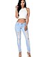 abordables Pantalons Femme-Femme Rétro Vintage Chic de Rue Décontracté / Quotidien Skinny Jeans Chino Pantalon Couleur Pleine Bleu