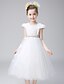 cheap Flower Girl Dresses-Ball Gown Ankle Length Flower Girl Dress - Polyester Organza Satin Short Sleeves Jewel Neck with Beading