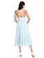 cheap Bridesmaid Dresses-A-Line V Neck Tea Length Lace Bridesmaid Dress with Sash / Ribbon by LAN TING BRIDE®