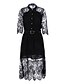 cheap Women&#039;s Dresses-Women&#039;s Lace Party Shift Dress - Solid Colored Pleated Stand Summer White Black L XL XXL