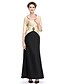 cheap Mother of the Bride Dresses-Sheath / Column Strapless Ankle Length Taffeta Mother of the Bride Dress with Beading / Draping / Criss Cross by LAN TING BRIDE®