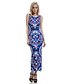 cheap Women&#039;s Dresses-Women&#039;s Bodycon Sleeveless Color Block Flower Print Summer Boho Beach Blue Orange S M L XL XXL / Maxi