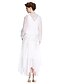 preiswerte Kleider für die Brautmutter-A-Line Mother of the Bride Dress Convertible Dress V Neck Asymmetrical Chiffon Beaded Lace Long Sleeve with Beading Appliques 2021