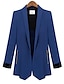 cheap Women&#039;s Blazer&amp;Suits-Women&#039;s Work Simple Fall Blazer,Color Block Peaked Lapel Long Sleeve Blue / Red / Black Polyester Opaque
