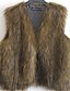 cheap Women&#039;s Coats &amp; Trench Coats-Women&#039;s Plus Size / Party/Cocktail Sexy / Simple Fur Coat,Solid V Neck Sleeveless Fall / Winter White / Gray / Yellow