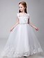 cheap Flower Girl Dresses-Ball Gown Chapel Train Flower Girl Dress - Tulle Sleeveless Jewel Neck with Beading / Appliques by
