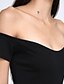 olcso Női ruhák-Női Aszimmetrikus Fehér Fekete Ruha Nyár Klub Bodycon Egyszínű Csónaknyak XS S / Pamut