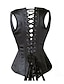 cheap Corsets-Corset Women&#039;s Black Overbust Corset Lace Up Solid Colored