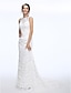 cheap Wedding Dresses-A-Line High Neck Court Train Lace Made-To-Measure Wedding Dresses with Beading / Button by LAN TING BRIDE®